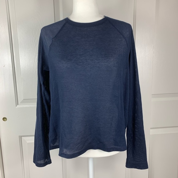 Theory Navy Blue Mesh Sweater - Picture 2 of 5